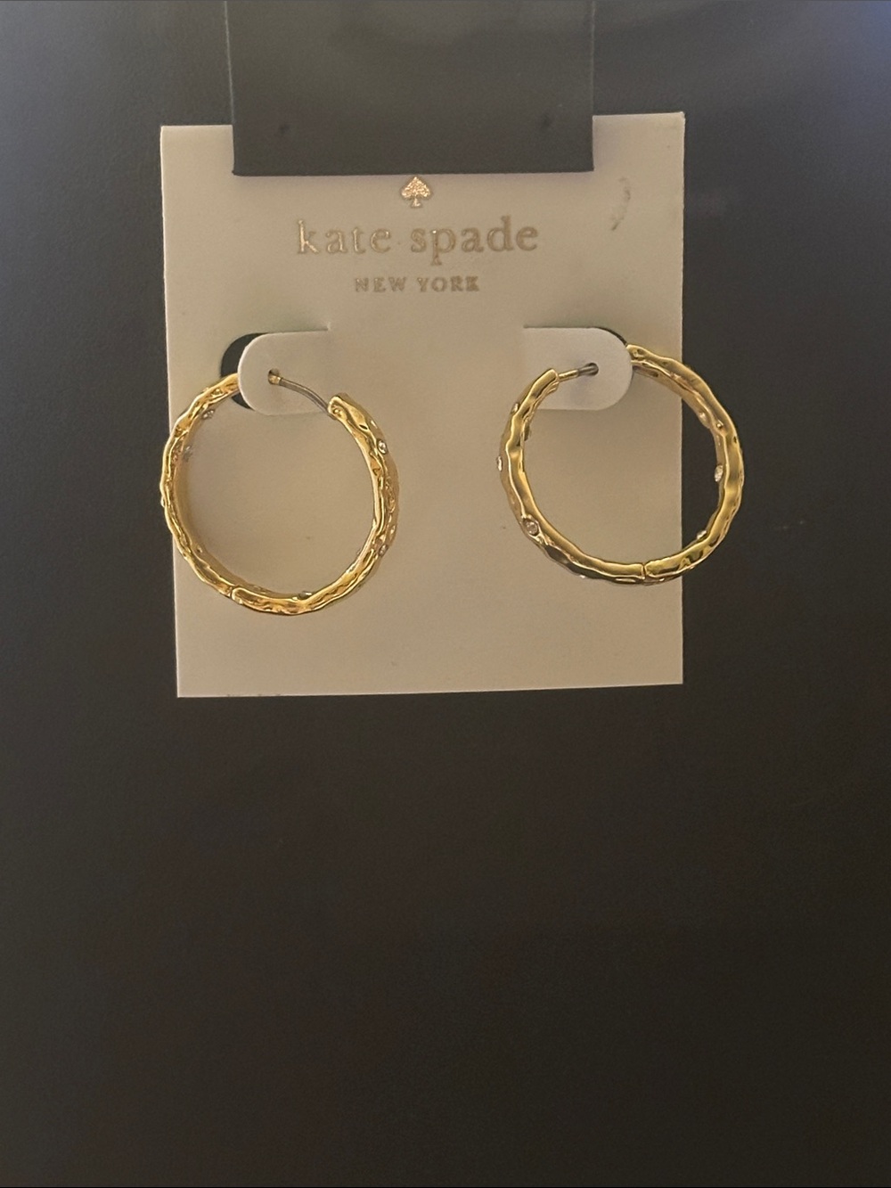 kate spade Gold Hammered Hoop Earrings - Picture 2 of 2
